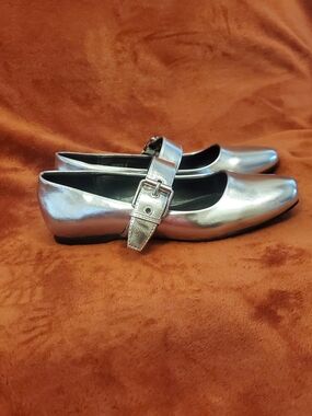 DOLCE VITA Metallic Silver Mary Jane Shoes